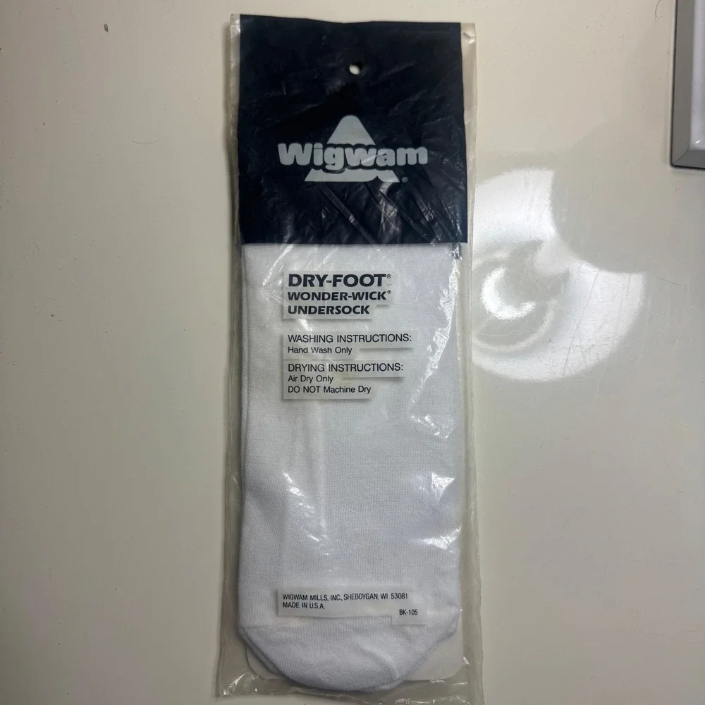 Wigwam Dry-Foot Wonder-Wick Undersock White Polypropylene Liner Socks BK-105 USA
